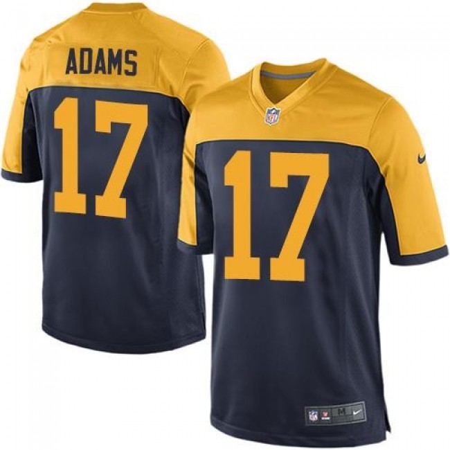 اسم همس Green Bay Packers #17 Davante Adams Navy Blue With Gold NFL Nike Elite Jersey اسم همس