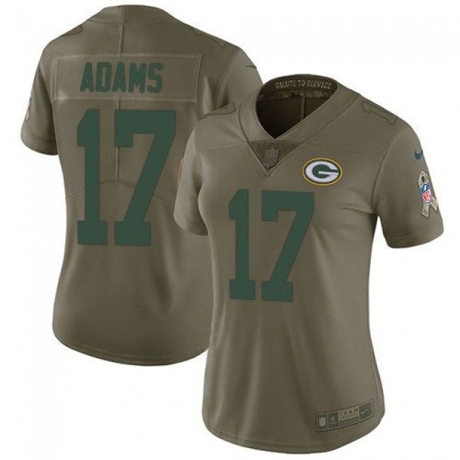Women's Packers #17 Davante Adams Olive Stitched NFL Limited 2017 Salute to Service Jersey