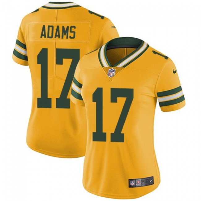 Women's Packers #17 Davante Adams Yellow Stitched NFL Limited Rush Jersey