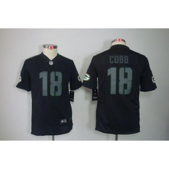 Green Bay Packers #18 Randall Cobb Black Impact Youth Stitched NFL Limited Jersey