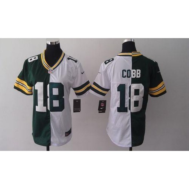 Women's Packers #18 Randall Cobb Green White Stitched NFL Elite Split Jersey