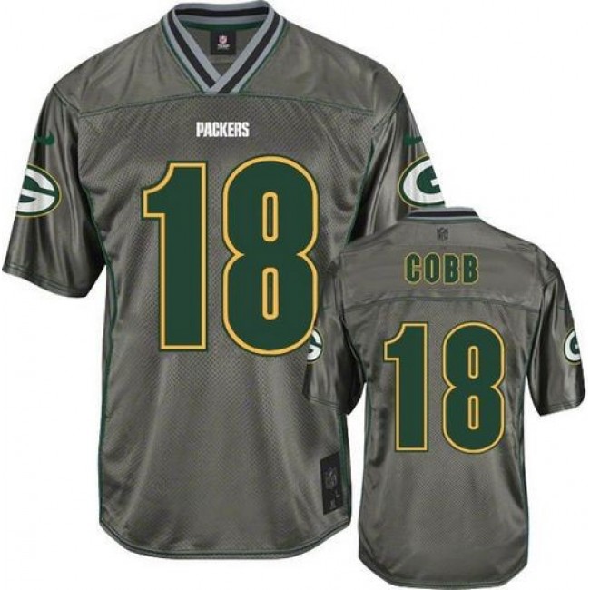 Green Bay Packers #18 Randall Cobb Grey Youth Stitched NFL Elite Vapor Jersey