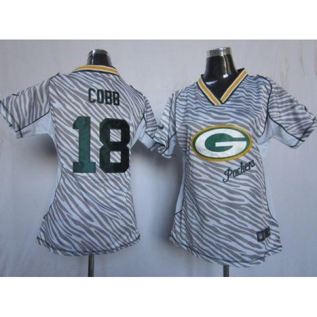 Women's Packers #18 Randall Cobb Zebra Stitched NFL Elite Jersey