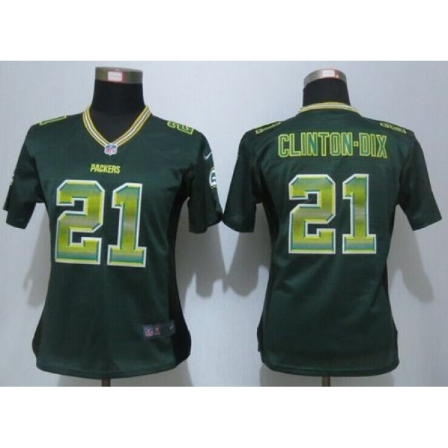Women's Packers #21 Ha Ha Clinton-Dix Green Team Color Stitched NFL Elite Strobe Jersey