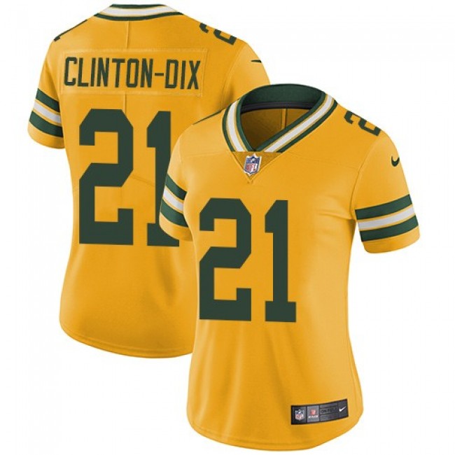 Women's Packers #21 Ha Ha Clinton-Dix Yellow Stitched NFL Limited Rush Jersey