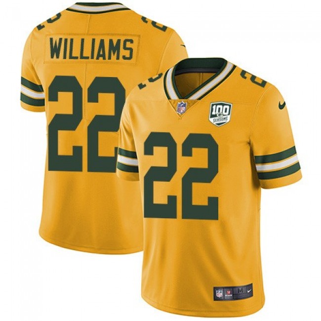 Nike Packers #22 Dexter Williams Yellow Men's 100th Season Stitched NFL Limited Rush Jersey