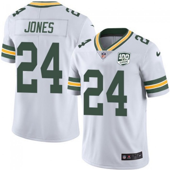 Nike Packers #24 Josh Jones White Men's 100th Season Stitched NFL Vapor Untouchable Limited Jersey