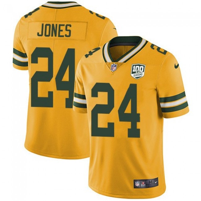Nike Packers #24 Josh Jones Yellow Men's 100th Season Stitched NFL Limited Rush Jersey