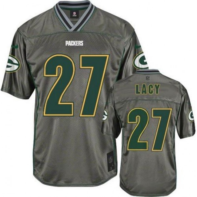 Green Bay Packers #27 Eddie Lacy Grey Youth Stitched NFL Elite Vapor Jersey