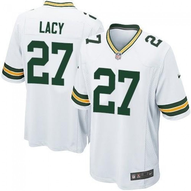 Green Bay Packers #27 Eddie Lacy White Youth Stitched NFL Elite Jersey