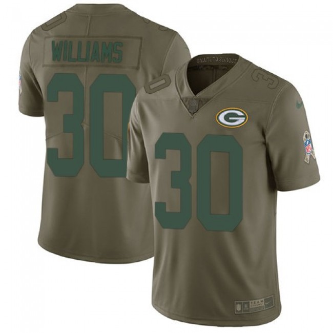 Nike Packers #30 Jamaal Williams Olive Men's Stitched NFL Limited 2017 Salute To Service Jersey