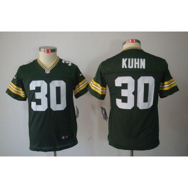 Green Bay Packers #30 John Kuhn Green Team Color Youth Stitched NFL Limited Jersey