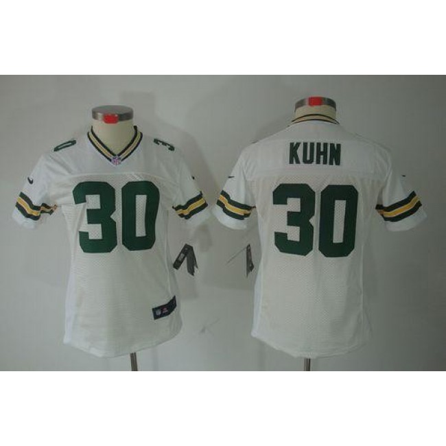 Women's Packers #30 John Kuhn White Stitched NFL Limited Jersey