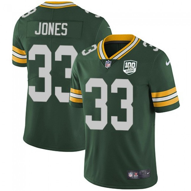 Nike Packers #33 Aaron Jones Green Team Color Men's 100th Season Stitched NFL Vapor Untouchable Limited Jersey