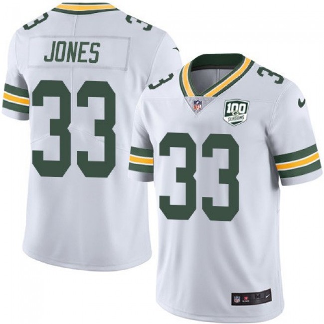 Nike Packers #33 Aaron Jones White Men's 100th Season Stitched NFL Vapor Untouchable Limited Jersey