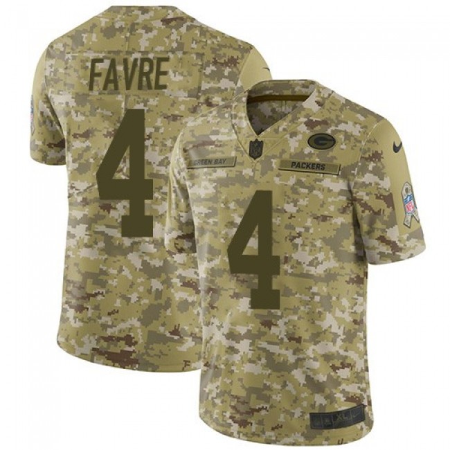 Nike Packers #4 Brett Favre Camo Men's Stitched NFL Limited 2018 Salute To Service Jersey