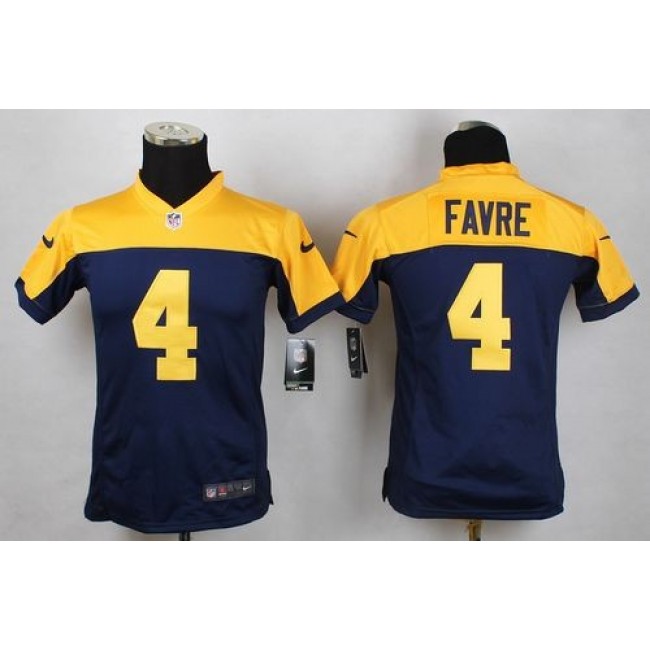 Green Bay Packers #4 Brett Favre Navy Blue Alternate Youth Stitched NFL New Elite Jersey
