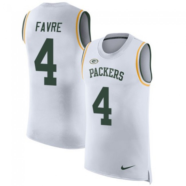 Nike Packers #4 Brett Favre White Men's Stitched NFL Limited Rush Tank Top Jersey