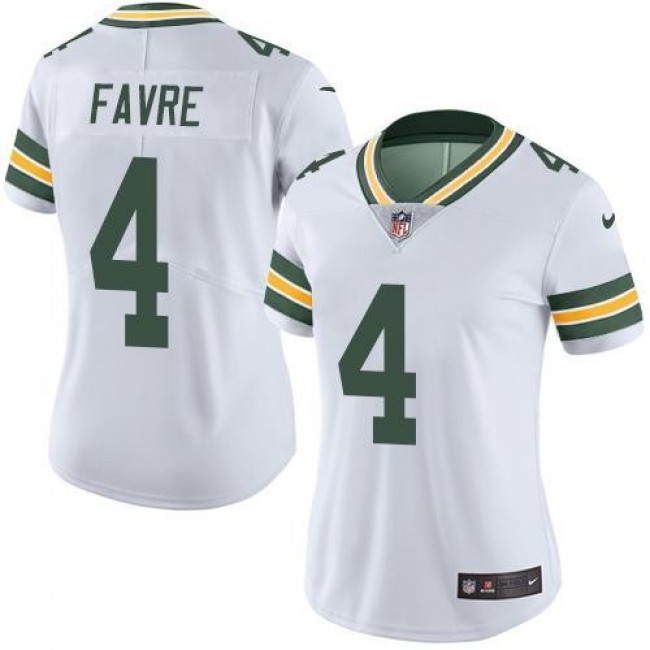 Women's Packers #4 Brett Favre White Stitched NFL Vapor Untouchable Limited Jersey