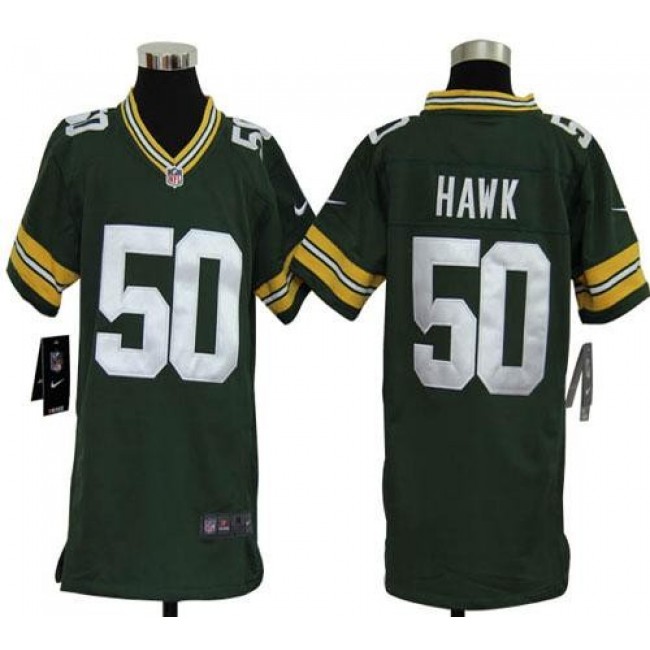 Green Bay Packers #50 A.J. Hawk Green Team Color Youth Stitched NFL Elite Jersey
