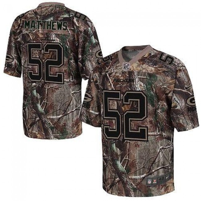 Green Bay Packers #52 Clay Matthews Camo Youth Stitched NFL Realtree Elite Jersey
