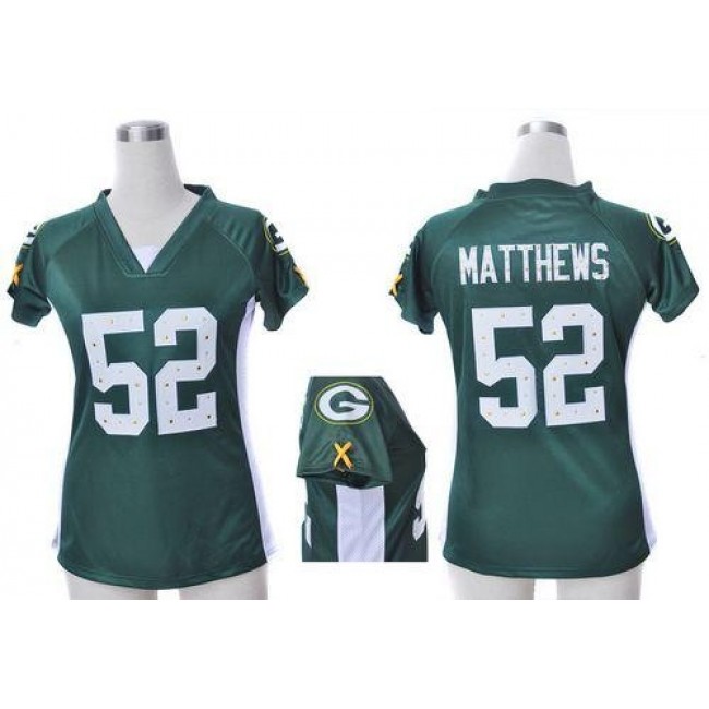 Women's Packers #52 Clay Matthews Green Team Color Draft Him Name Number Top Stitched NFL Elite Jersey