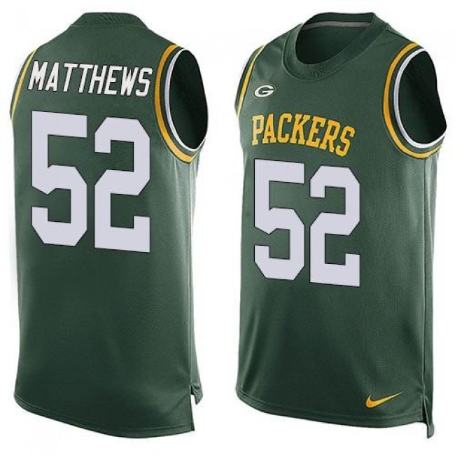 Nike Packers #52 Clay Matthews Green Team Color Men's Stitched NFL Limited Tank Top Jersey