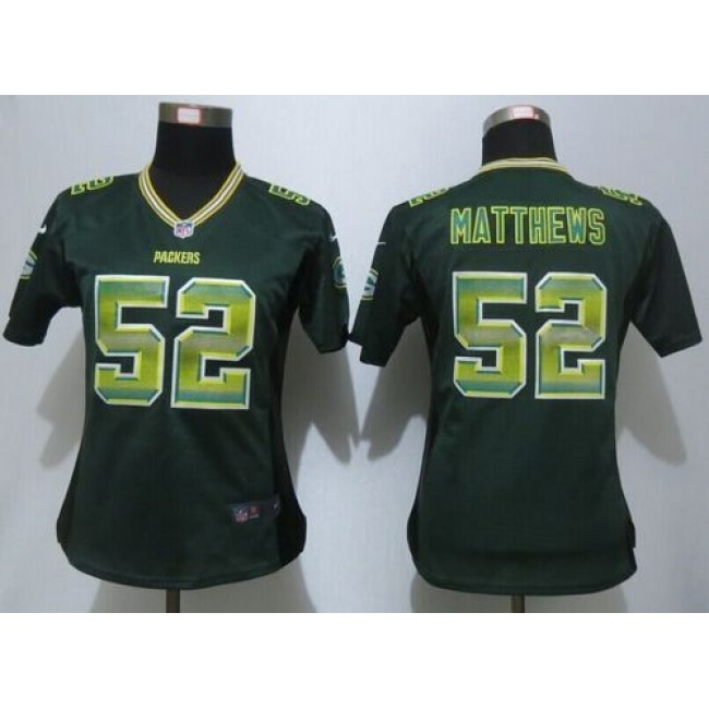 Women's Packers #52 Clay Matthews Green Team Color Stitched NFL Elite Strobe Jersey