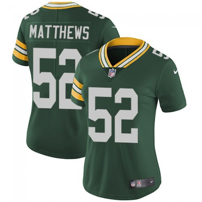 Women's Packers #52 Clay Matthews Green Team Color Stitched NFL Vapor Untouchable Limited Jersey