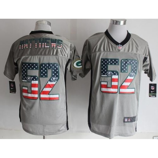 Nike Packers #52 Clay Matthews Grey Men's Stitched NFL Elite USA Flag Fashion Jersey