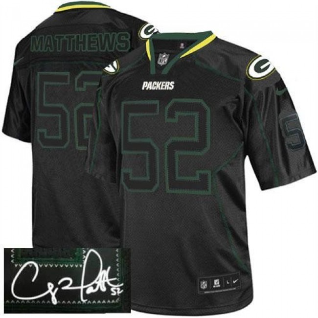 Nike Packers #52 Clay Matthews Lights Out Black Men's Stitched NFL Elite Autographed Jersey