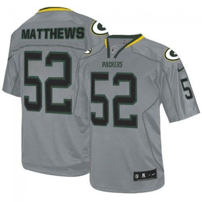 Green Bay Packers #52 Clay Matthews Lights Out Grey Youth Stitched NFL Elite Jersey
