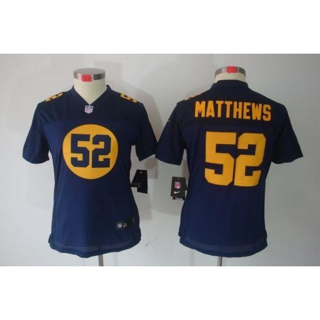 Women's Packers #52 Clay Matthews Navy Blue Alternate Stitched NFL Limited Jersey