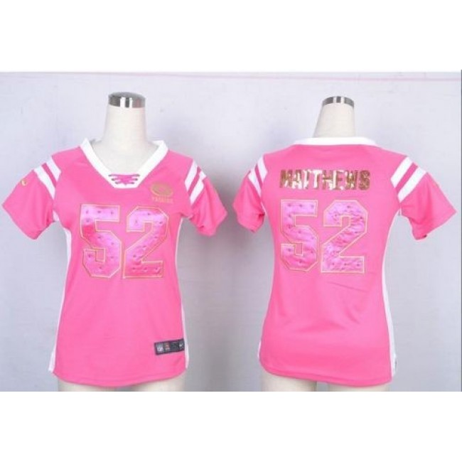 Women's Packers #52 Clay Matthews Pink Stitched NFL Elite Draft Him Shimmer Jersey