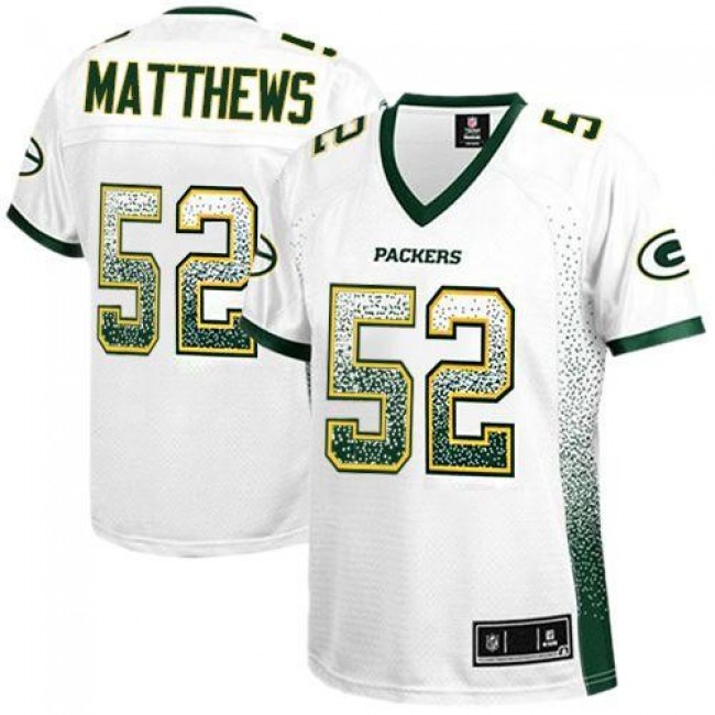 Women's Packers #52 Clay Matthews White Stitched NFL Elite Drift Jersey