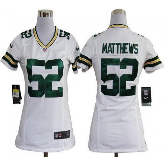 Women's Packers #52 Clay Matthews White Stitched NFL Elite Jersey