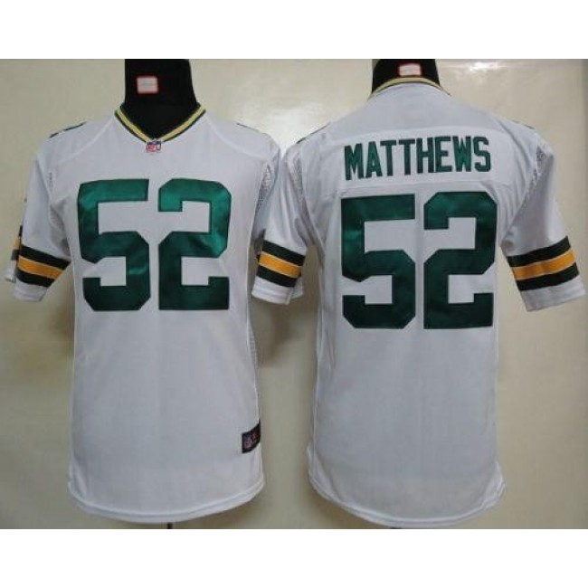 Green Bay Packers #52 Clay Matthews White Youth Stitched NFL Elite Jersey