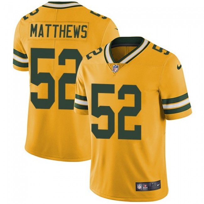 Nike Packers #52 Clay Matthews Yellow Men's Stitched NFL Limited Rush Jersey