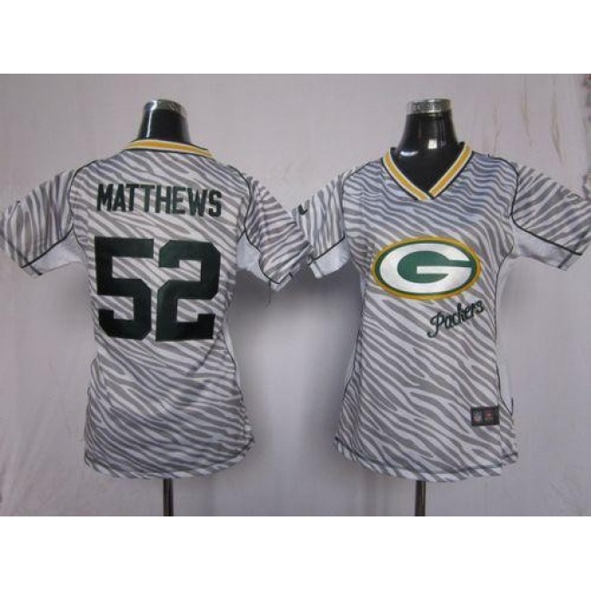 Women's Packers #52 Clay Matthews Zebra Stitched NFL Elite Jersey