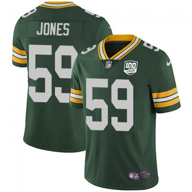 Nike Packers #59 Markus Jones Green Team Color Men's 100th Season Stitched NFL Vapor Untouchable Limited Jersey