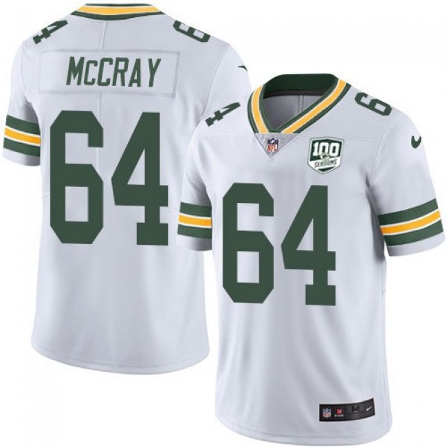 Nike Packers #64 Justin McCray White Men's 100th Season Stitched NFL Vapor Untouchable Limited Jersey