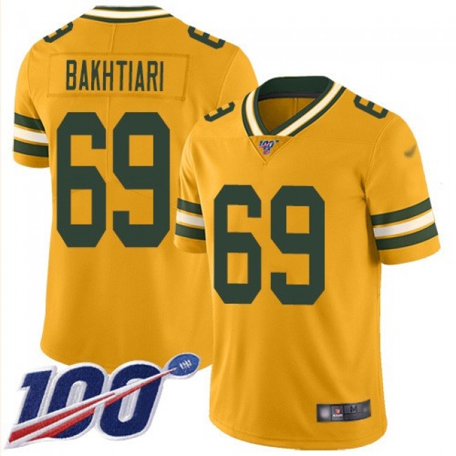 Nike Packers #69 David Bakhtiari Gold Men's Stitched NFL Limited Inverted Legend 100th Season Jersey