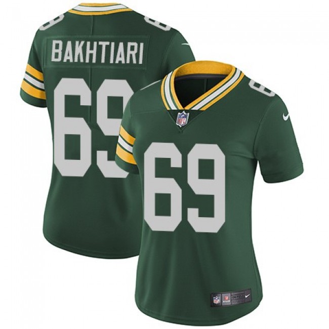 Women's Packers #69 David Bakhtiari Green Team Color Stitched NFL Vapor Untouchable Limited Jersey