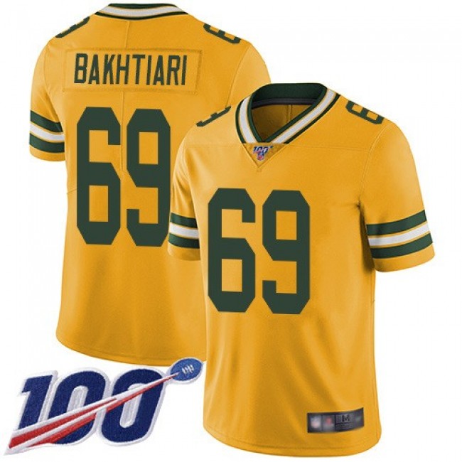 Nike Packers #69 David Bakhtiari Yellow Men's Stitched NFL Limited Rush 100th Season Jersey