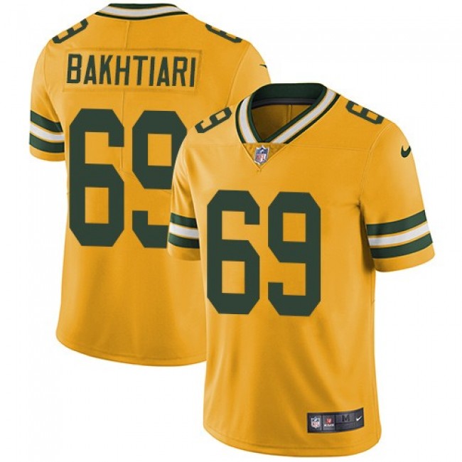 Green Bay Packers #69 David Bakhtiari Yellow Youth Stitched NFL Limited Rush Jersey