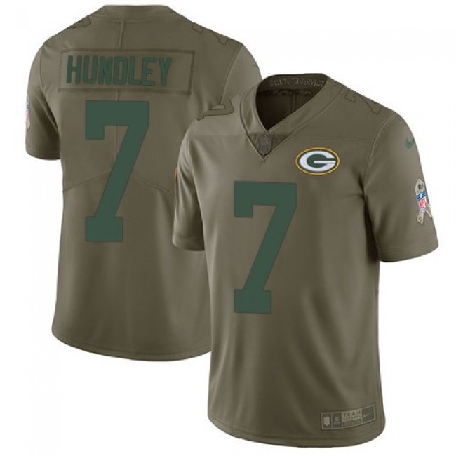 Green Bay Packers #7 Brett Hundley Olive Youth Stitched NFL Limited 2017 Salute to Service Jersey