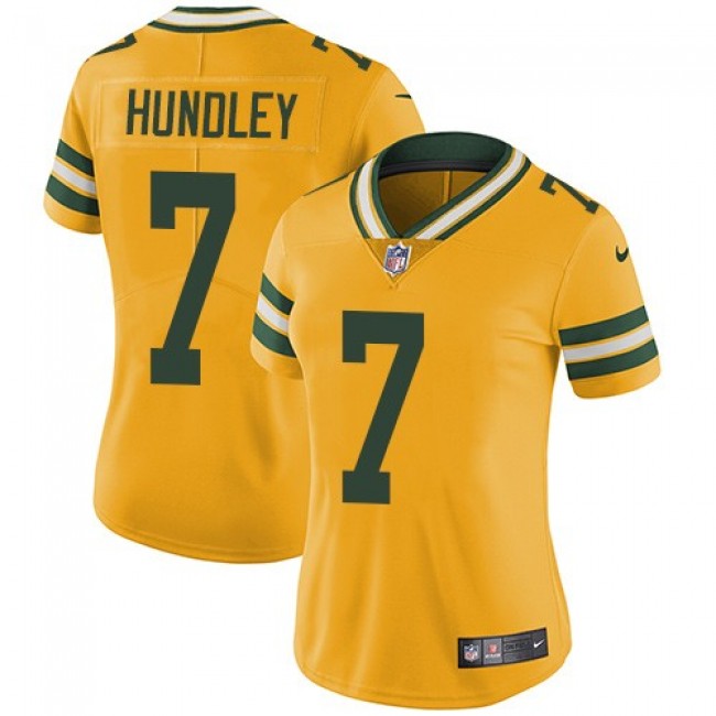 Women's Packers #7 Brett Hundley Yellow Stitched NFL Limited Rush Jersey