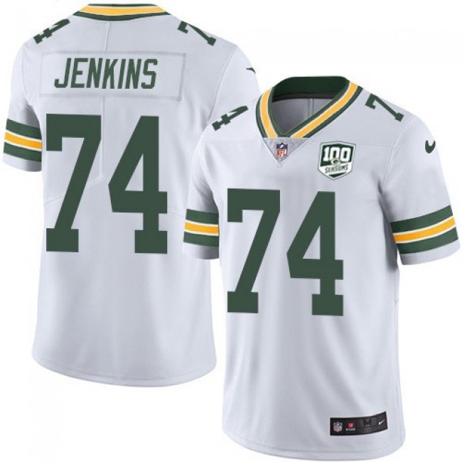 Nike Packers #74 Elgton Jenkins White Men's 100th Season Stitched NFL Vapor Untouchable Limited Jersey