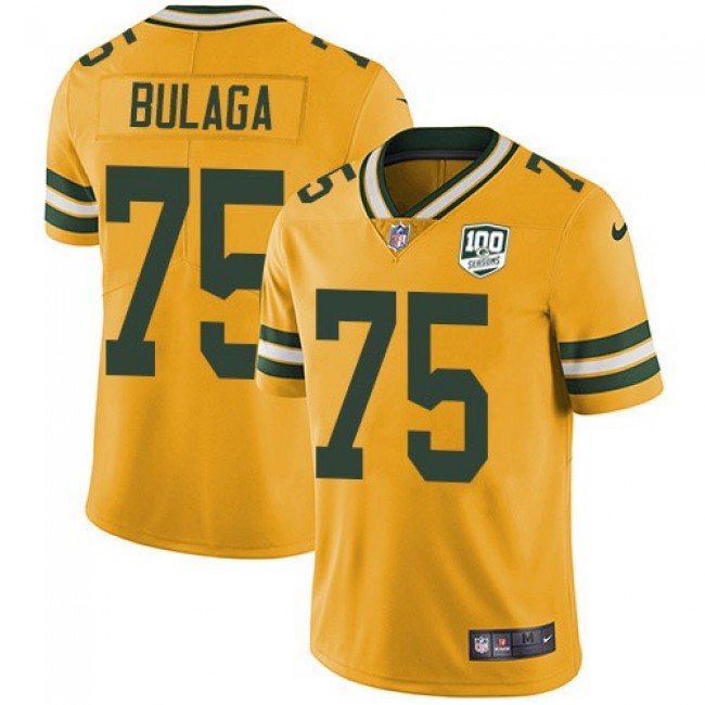 Nike Packers #75 Bryan Bulaga Yellow Men's 100th Season Stitched NFL Limited Rush Jersey