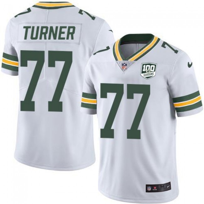 Nike Packers #77 Billy Turner White Men's 100th Season Stitched NFL Vapor Untouchable Limited Jersey